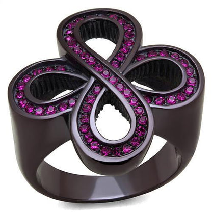 MATK2763 - IP Dark Brown (IP coffee) Stainless Steel Ring with Top Grade Crystal  in Fuchsia