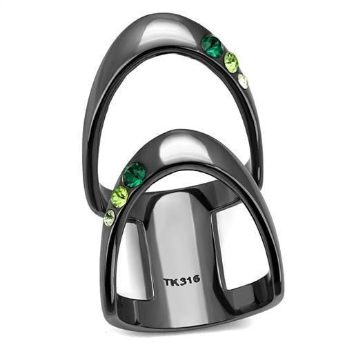 MATK2768 - IP Light Black  (IP Gun) Stainless Steel Ring with Top Grade Crystal  in Multi Color
