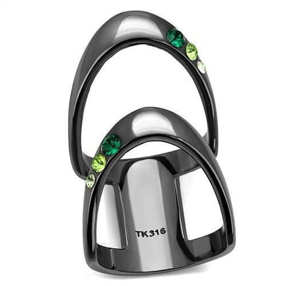 MATK2768 - IP Light Black  (IP Gun) Stainless Steel Ring with Top Grade Crystal  in Multi Color