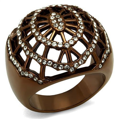 MATK2772 - IP Coffee light Stainless Steel Ring with Top Grade Crystal  in Clear