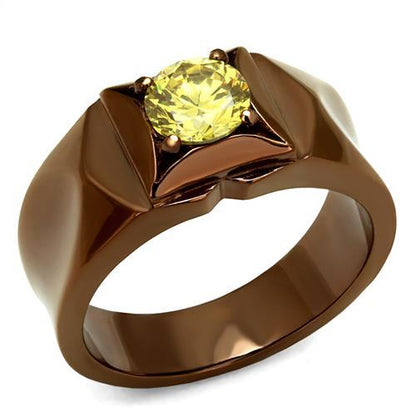 MATK2773 - IP Coffee light Stainless Steel Ring with AAA Grade CZ  in Topaz