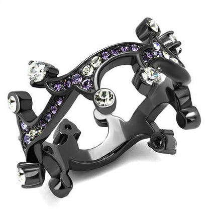 MATK2780 - IP Light Black  (IP Gun) Stainless Steel Ring with AAA Grade CZ  in Clear