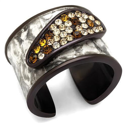 MATK2781 - IP Dark Brown (IP coffee) Stainless Steel Ring with Top Grade Crystal  in Multi Color