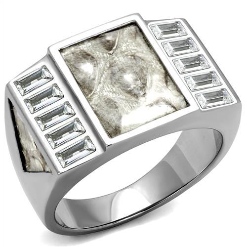 MATK2784 - No Plating Stainless Steel Ring with AAA Grade CZ  in Clear