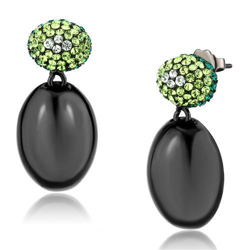 MATK2786 - IP Black(Ion Plating) Stainless Steel Earrings with Top Grade Crystal  in Multi Color