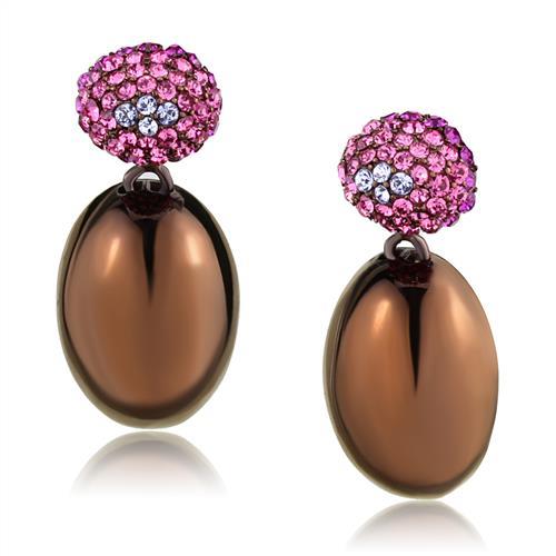 MATK2787 - IP Coffee light Stainless Steel Earrings with Top Grade Crystal  in Multi Color