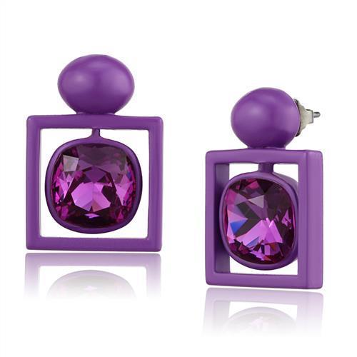 MATK2789 - No Plating Stainless Steel Earrings with Top Grade Crystal  in Fuchsia