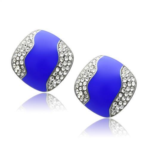 MATK278 - High polished (no plating) Stainless Steel Earrings with Top Grade Crystal  in Clear