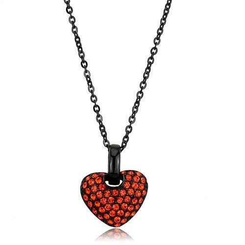 MATK2791 - IP Black(Ion Plating) Stainless Steel Chain Pendant with Top Grade Crystal  in Orange