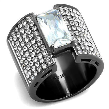MATK2798 - IP Light Black  (IP Gun) Stainless Steel Ring with AAA Grade CZ  in Clear