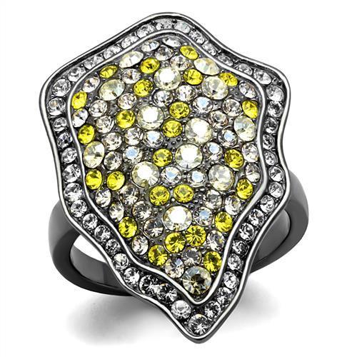 MATK2805 - IP Light Black  (IP Gun) Stainless Steel Ring with Top Grade Crystal  in Multi Color