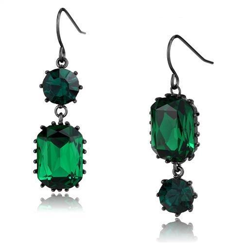 MATK2817 - IP Dark Brown (IP coffee) Stainless Steel Earrings with Top Grade Crystal  in Emerald