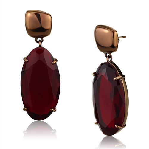 MATK2818 - IP Coffee light Stainless Steel Earrings with Synthetic Synthetic Glass in Siam