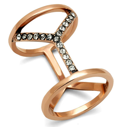 MATK2825 - IP Rose Gold(Ion Plating) Stainless Steel Ring with Top Grade Crystal  in Clear