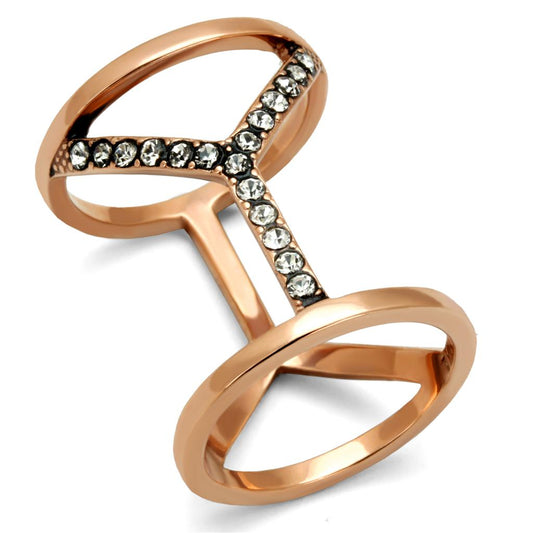 MATK2825 - IP Rose Gold(Ion Plating) Stainless Steel Ring with Top Grade Crystal  in Clear