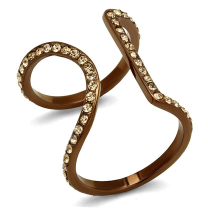 MATK2828 - IP Coffee light Stainless Steel Ring with Top Grade Crystal  in Light Peach