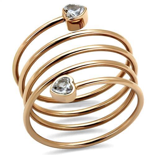 MATK2836 - IP Rose Gold(Ion Plating) Stainless Steel Ring with AAA Grade CZ  in Clear
