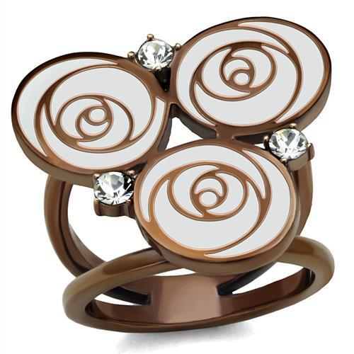 MATK2841 - IP Coffee light Stainless Steel Ring with Top Grade Crystal  in Clear