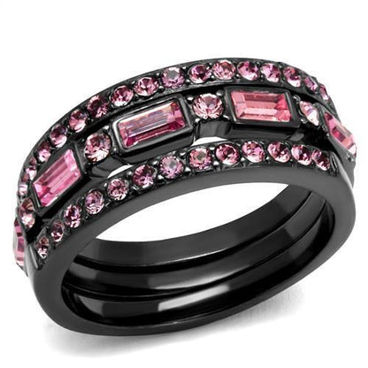 MATK2844 - IP Light Black  (IP Gun) Stainless Steel Ring with Top Grade Crystal  in Multi Color
