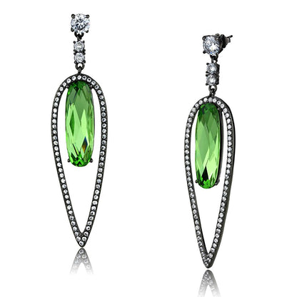 MATK2846 - IP Light Black  (IP Gun) Stainless Steel Earrings with Top Grade Crystal  in Peridot