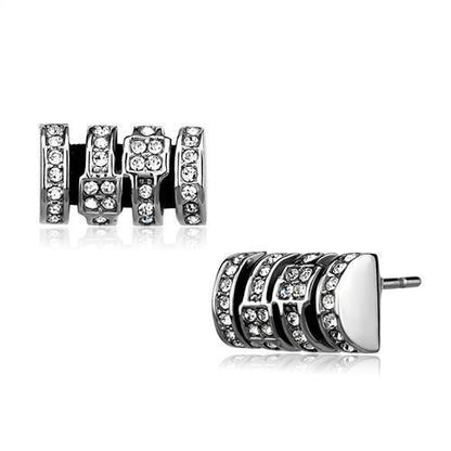MATK2849 - High polished (no plating) Stainless Steel Earrings with Top Grade Crystal  in Clear