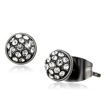 MATK2854 - IP Light Black  (IP Gun) Stainless Steel Earrings with Top Grade Crystal  in Clear