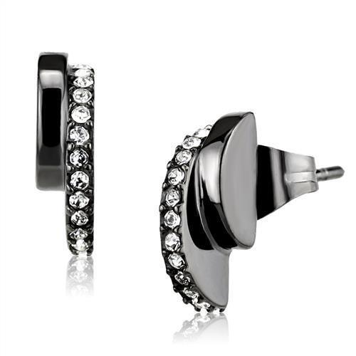 MATK2855 - IP Light Black  (IP Gun) Stainless Steel Earrings with Top Grade Crystal  in Clear