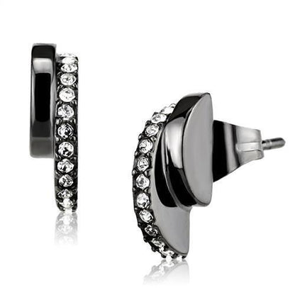 MATK2855 - IP Light Black  (IP Gun) Stainless Steel Earrings with Top Grade Crystal  in Clear