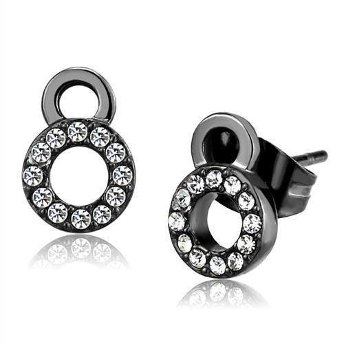 MATK2856 - IP Light Black  (IP Gun) Stainless Steel Earrings with Top Grade Crystal  in Clear
