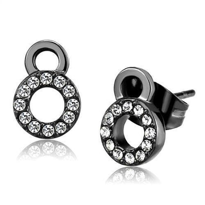 MATK2856 - IP Light Black  (IP Gun) Stainless Steel Earrings with Top Grade Crystal  in Clear