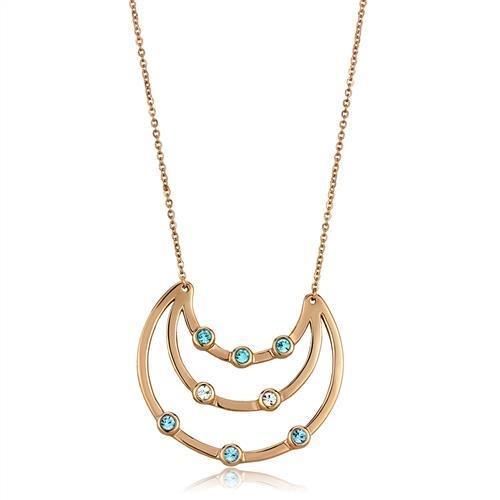MATK2857 - IP Rose Gold(Ion Plating) Stainless Steel Necklace with Top Grade Crystal  in Multi Color