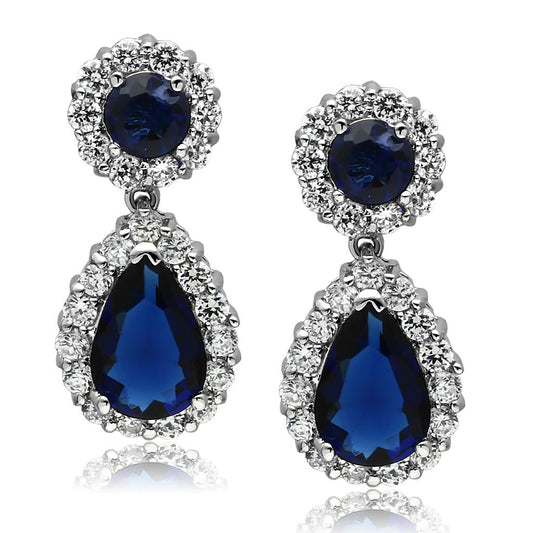 MATK2882 - High polished (no plating) Stainless Steel Earrings with Synthetic Synthetic Glass in Montana