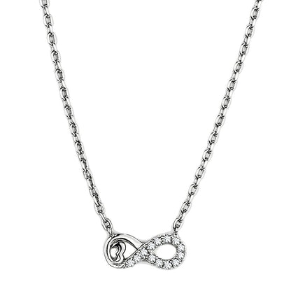 MATK2885 - High polished (no plating) Stainless Steel Necklace with AAA Grade CZ  in Clear