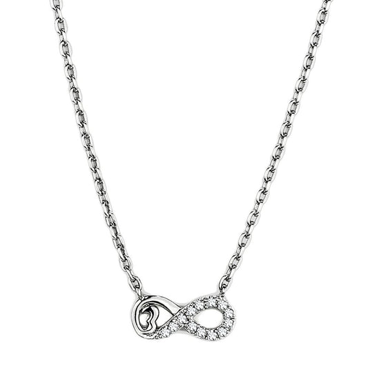 MATK2885 - High polished (no plating) Stainless Steel Necklace with AAA Grade CZ  in Clear
