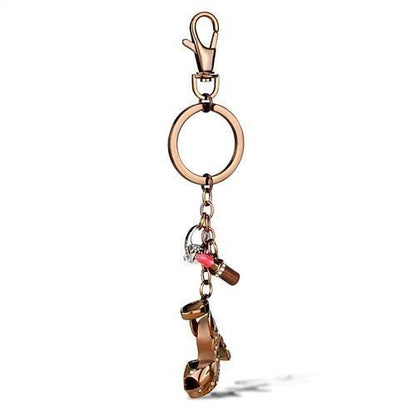 MATK2896 - Two Tone IP Light Brown (IP Light coffee) Stainless Steel Key Ring with AAA Grade CZ  in Clear