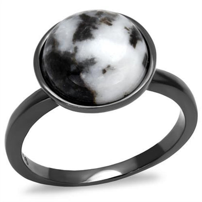 MATK2902 - IP Light Black  (IP Gun) Stainless Steel Ring with Semi-Precious Hematite in Multi Color