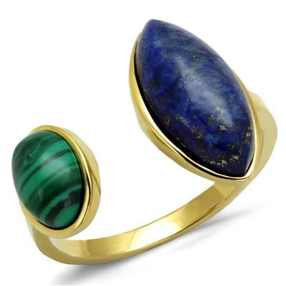 MATK2906 - IP Gold(Ion Plating) Stainless Steel Ring with Precious Stone Lapis in Montana