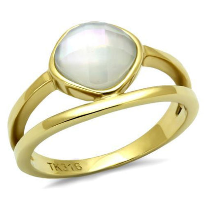MATK2908 - IP Gold(Ion Plating) Stainless Steel Ring with Precious Stone Conch in White