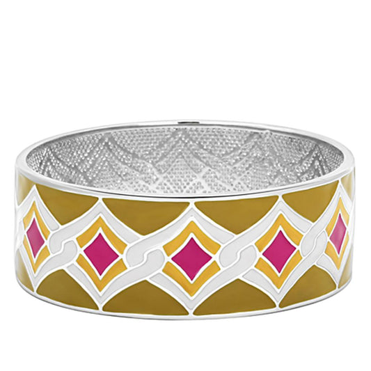 MATK291 - High polished (no plating) Stainless Steel Bangle with Epoxy  in Multi Color