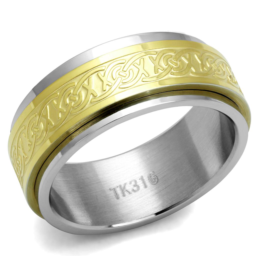 MATK2939 - Two-Tone IP Gold (Ion Plating) Stainless Steel Ring with No Stone