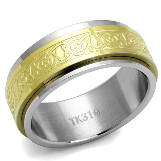 MATK2939 - Two-Tone IP Gold (Ion Plating) Stainless Steel Ring with No Stone