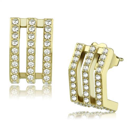 MATK2950 - IP Gold(Ion Plating) Stainless Steel Earrings with Top Grade Crystal  in Clear