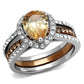MATK2961 - Two Tone IP Light Brown (IP Light coffee) Stainless Steel Ring with AAA Grade CZ  in Champagne