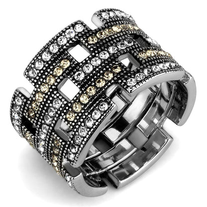 MATK2987 - High polished (no plating) Stainless Steel Ring with Top Grade Crystal  in Multi Color