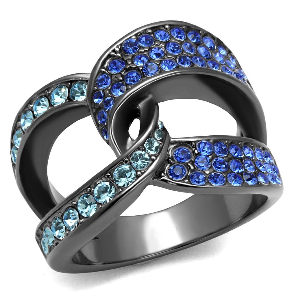 MATK2994 - IP Light Black  (IP Gun) Stainless Steel Ring with Top Grade Crystal  in Multi Color