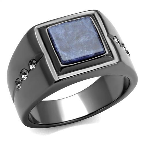 MATK3006 - IP Light Black  (IP Gun) Stainless Steel Ring with Blue Sand  in Montana