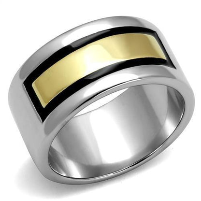 MATK3008 - Two-Tone IP Gold (Ion Plating) Stainless Steel Ring with Epoxy  in Jet