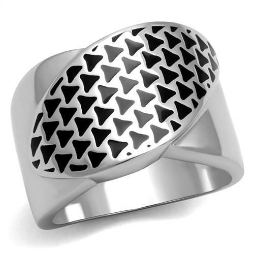 MATK3010 - High polished (no plating) Stainless Steel Ring with Epoxy  in Jet