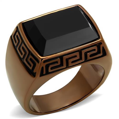 MATK3014 - IP Coffee light Stainless Steel Ring with Synthetic Onyx in Jet