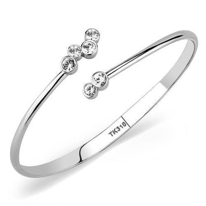 MATK3067 - High polished (no plating) Stainless Steel Bangle with Top Grade Crystal  in Clear